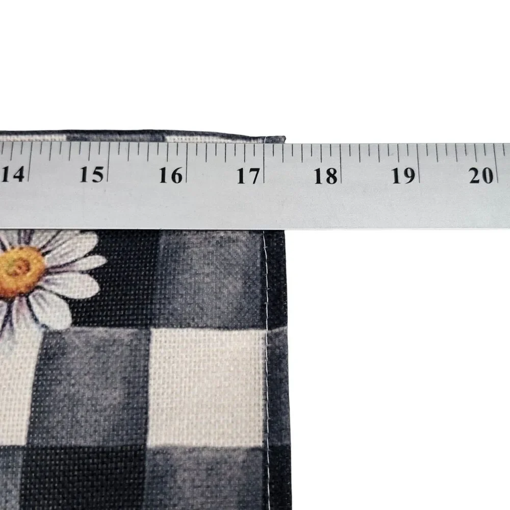 Honey Bee Gonk/Gnome Placemats Set of 4 Black White Buffalo Plaid Yellow Daisies